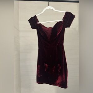 Sexy red velvet mini dress, size XS